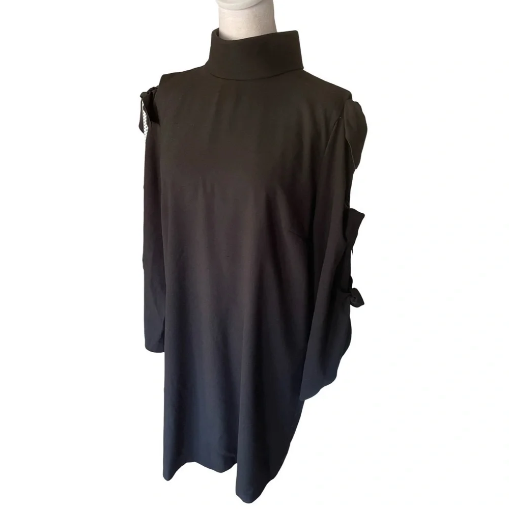 Alex Marie Black High Neck Shift Dress Size 14